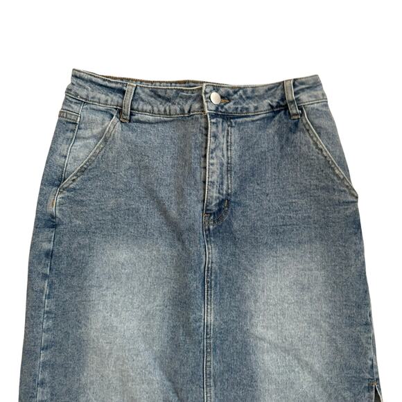 Gracia Denim Midi Skirt Side Slit Womens size Medium - Picture 4 of 7